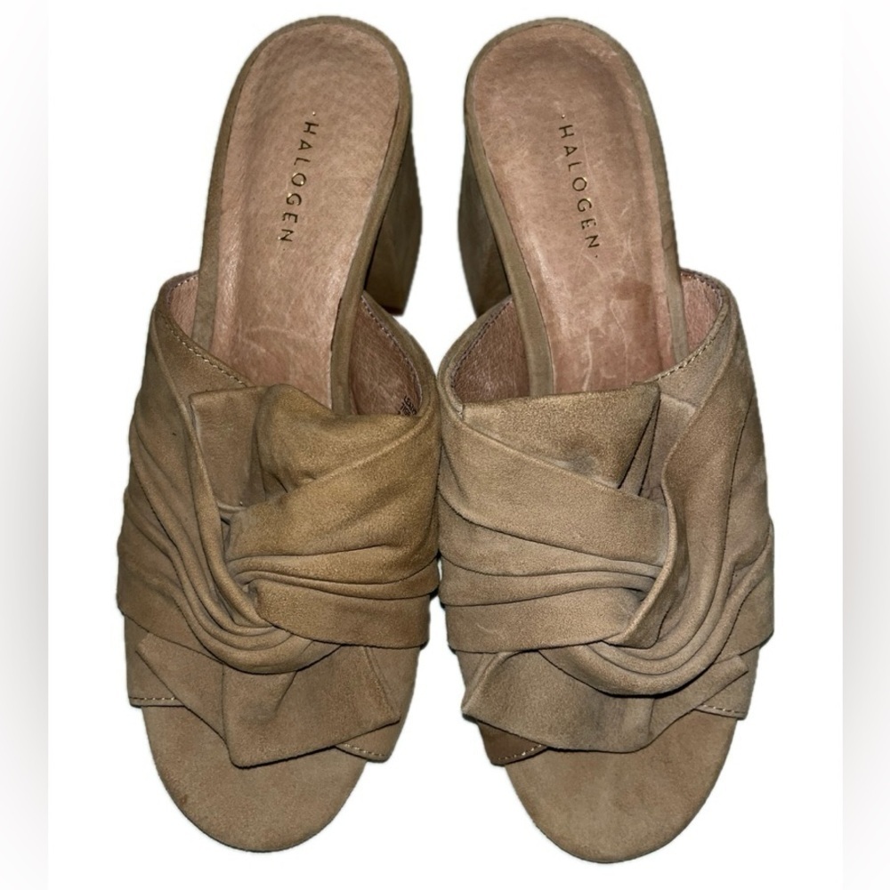 Halogen Womens Size 7M Suede Farrah Knot Top Slide Mule Sandal